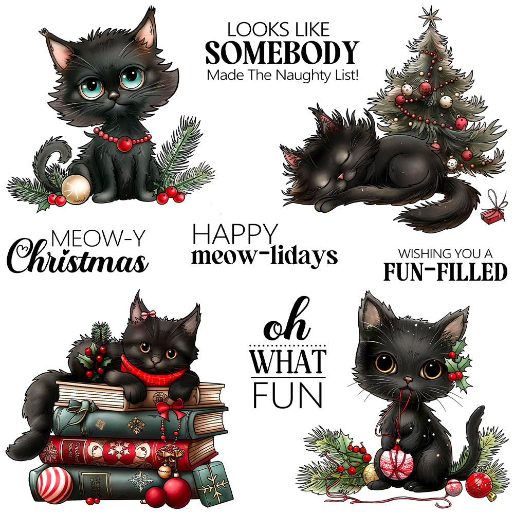Christmas Black Cat Clear Stamps