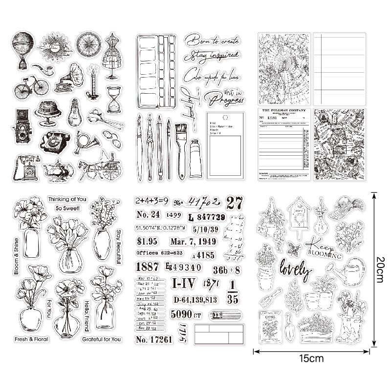 Retro DIY Decorative Journal Clear Stamps