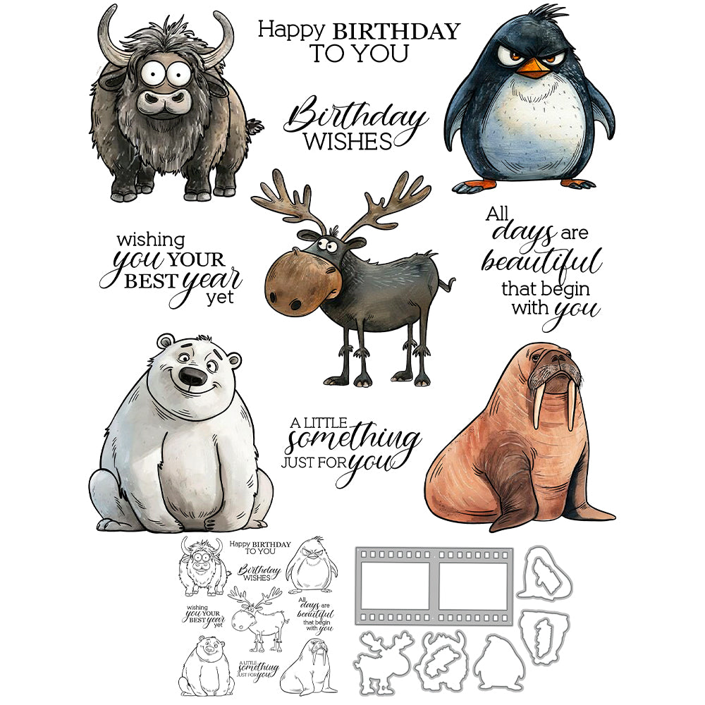 Cute Animals Dies & Stamps Set
