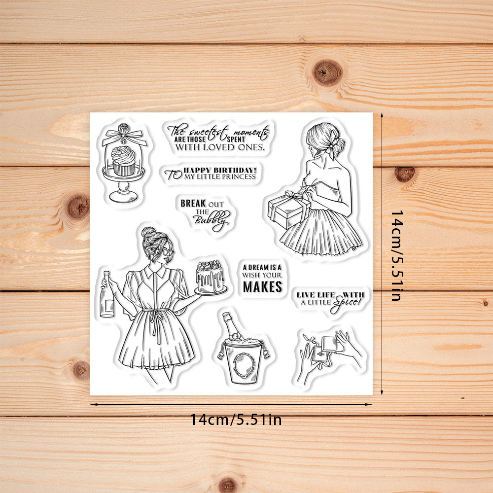 Girl's Birthday Scene Clear Stamps