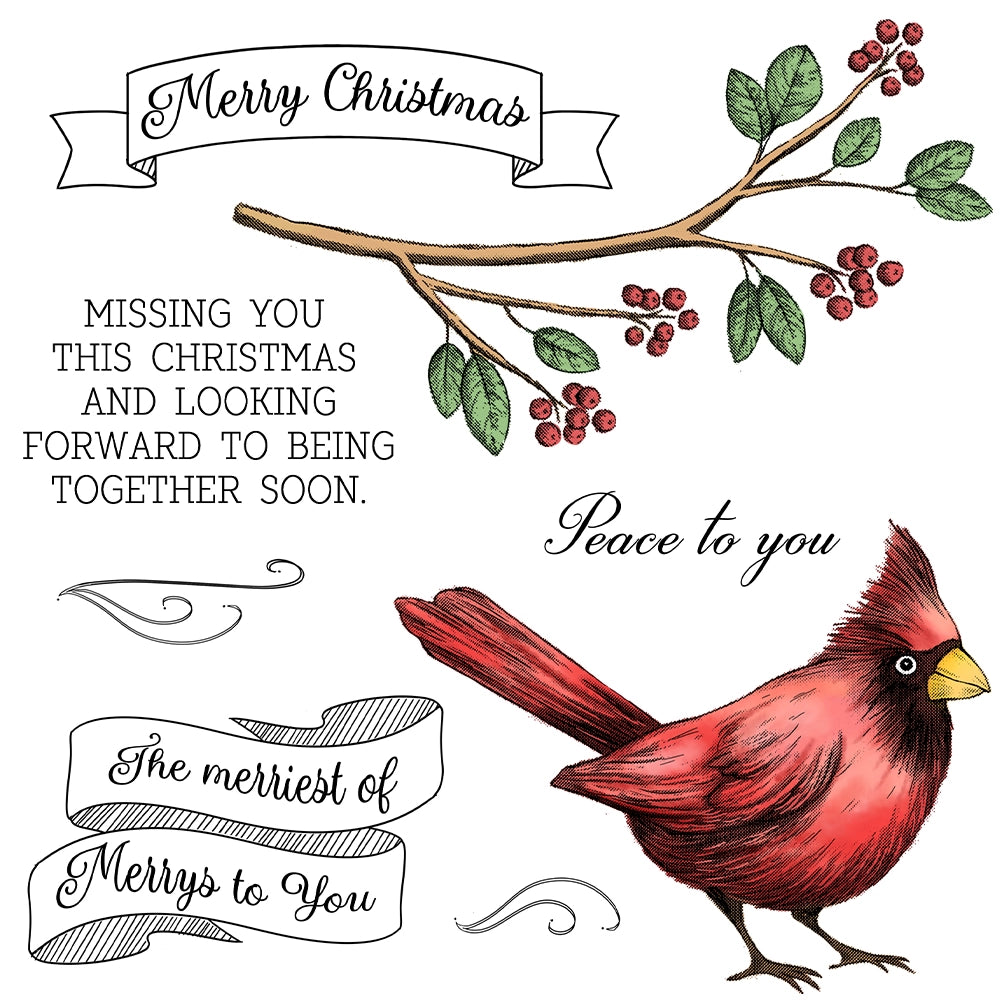 Merry Christmas Bird Olive Branch Dies & Stamps Set