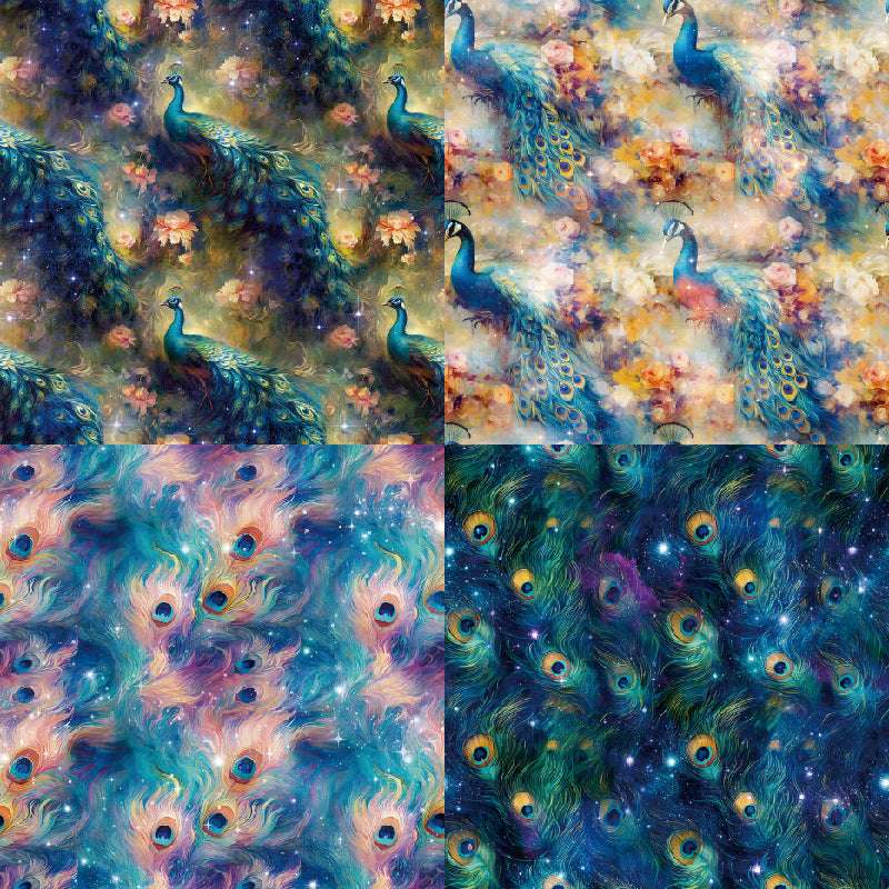 24PCS 6" Gorgeous Peacocks Scrapbook Paper & Cardstock