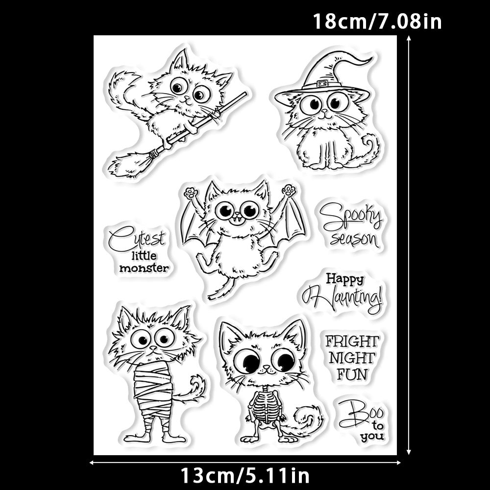 Halloween Cute Cats Dies & Stamps Set