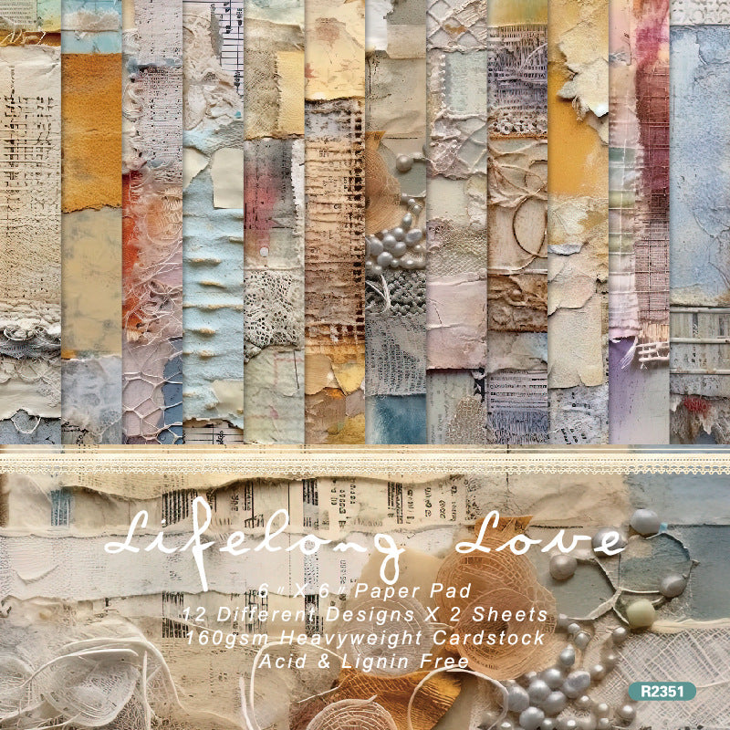 24PCS 6" Lifelong Love Scrapbook Paper & Cardstock