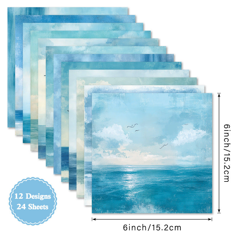 24PCS 6" Coastal Breeze Scrapbook Paper & Cardstock