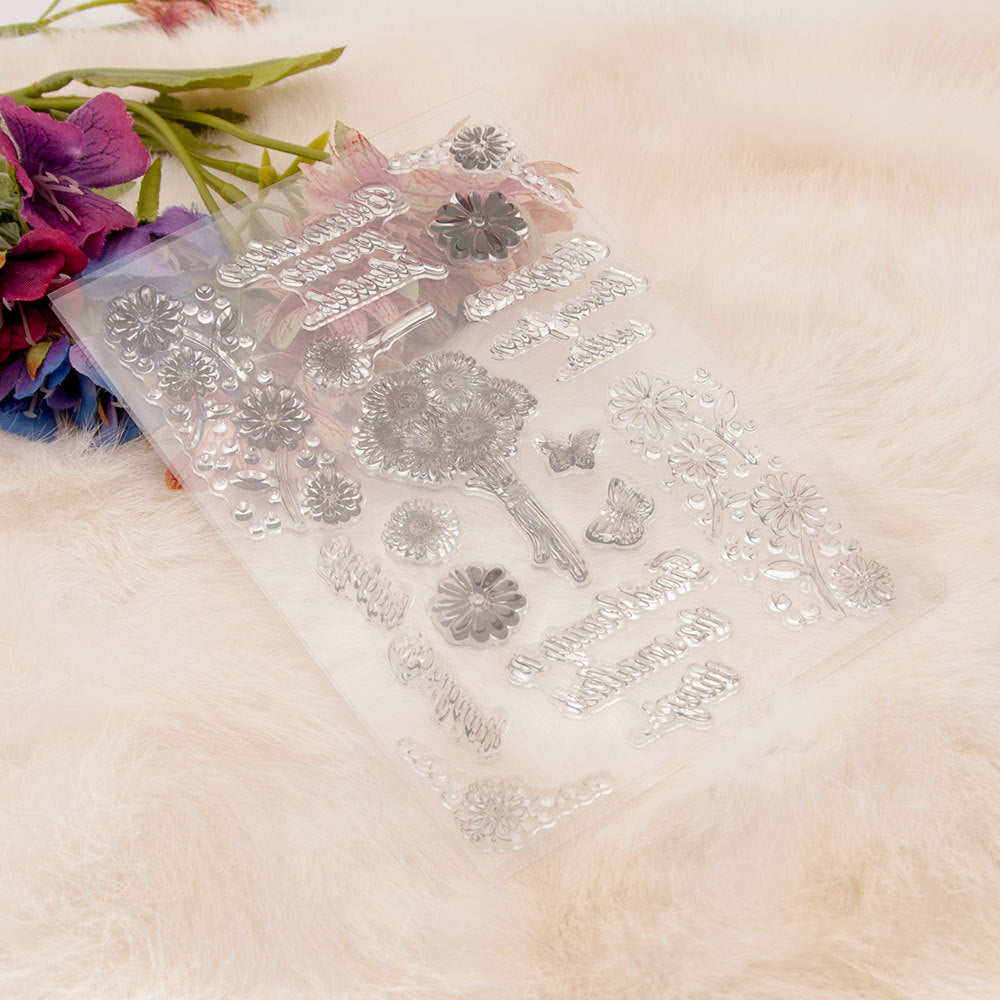 Flowers & Words Clear Stamps