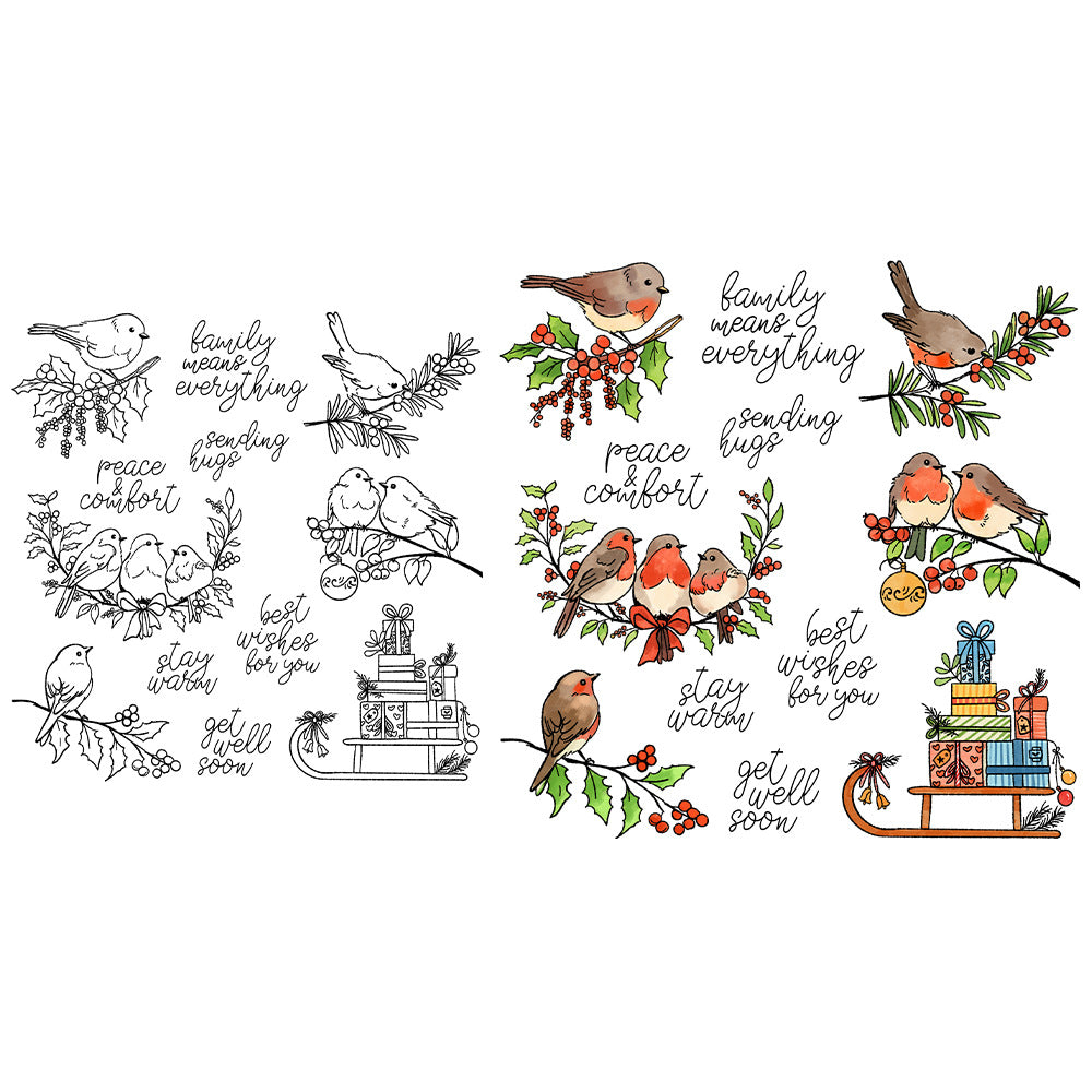Christmas Birds Dies & Stamps Set
