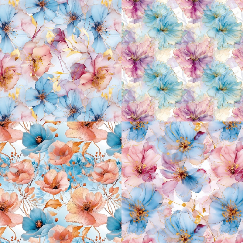 24PCS 6" Silk Flowers Scrapbook Paper & Cardstock