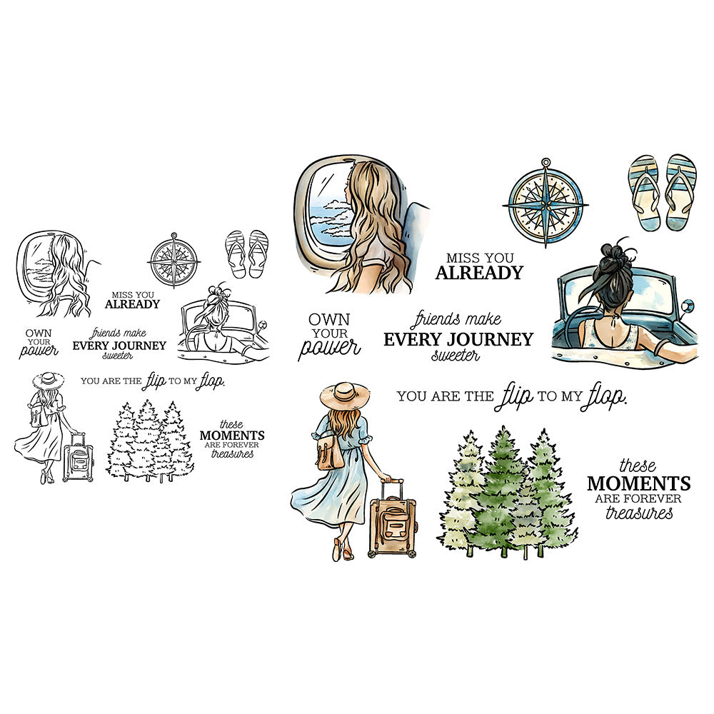 Travel Girl Clear Stamps