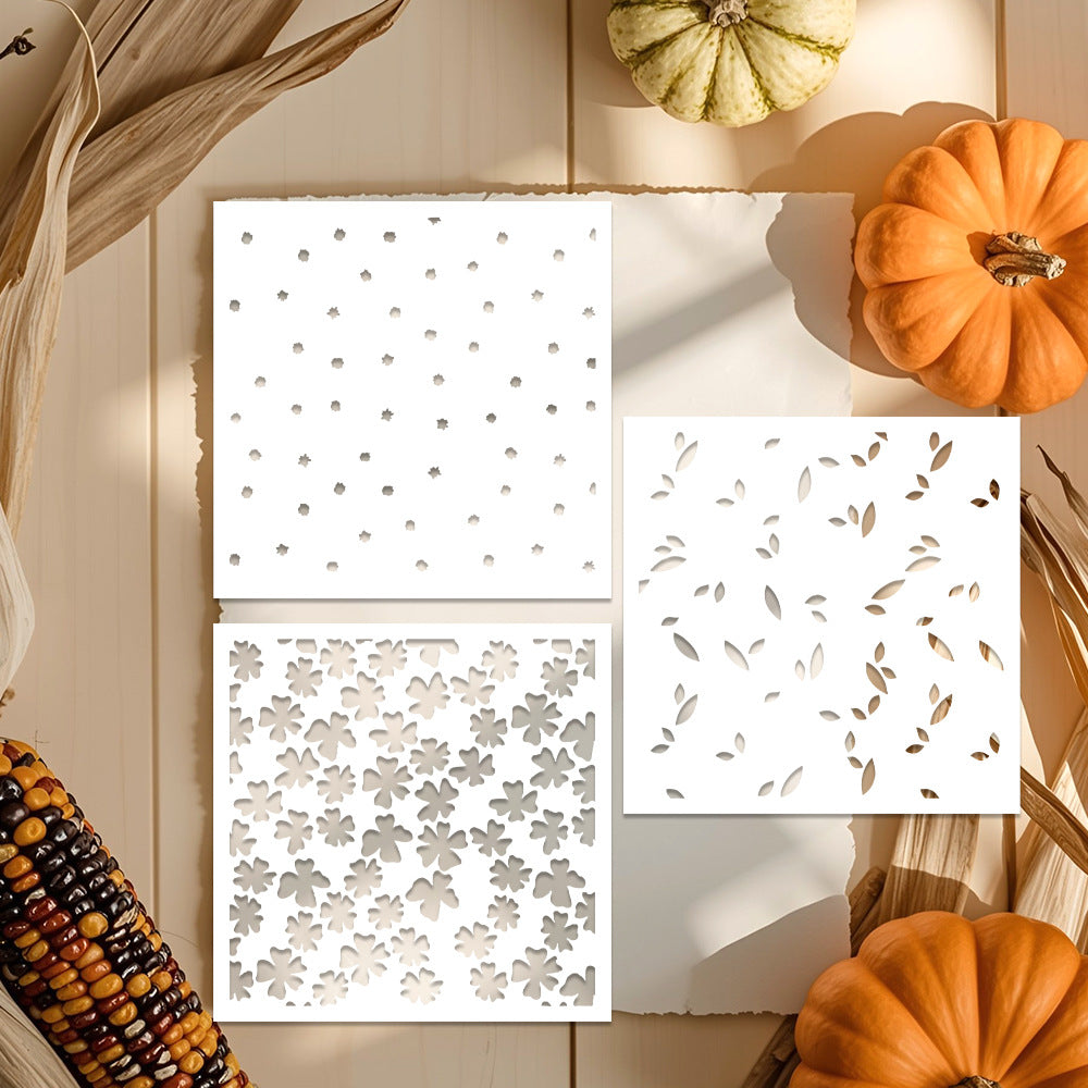 3 PCS Leaves Background DIY Painting Hollow Stencil