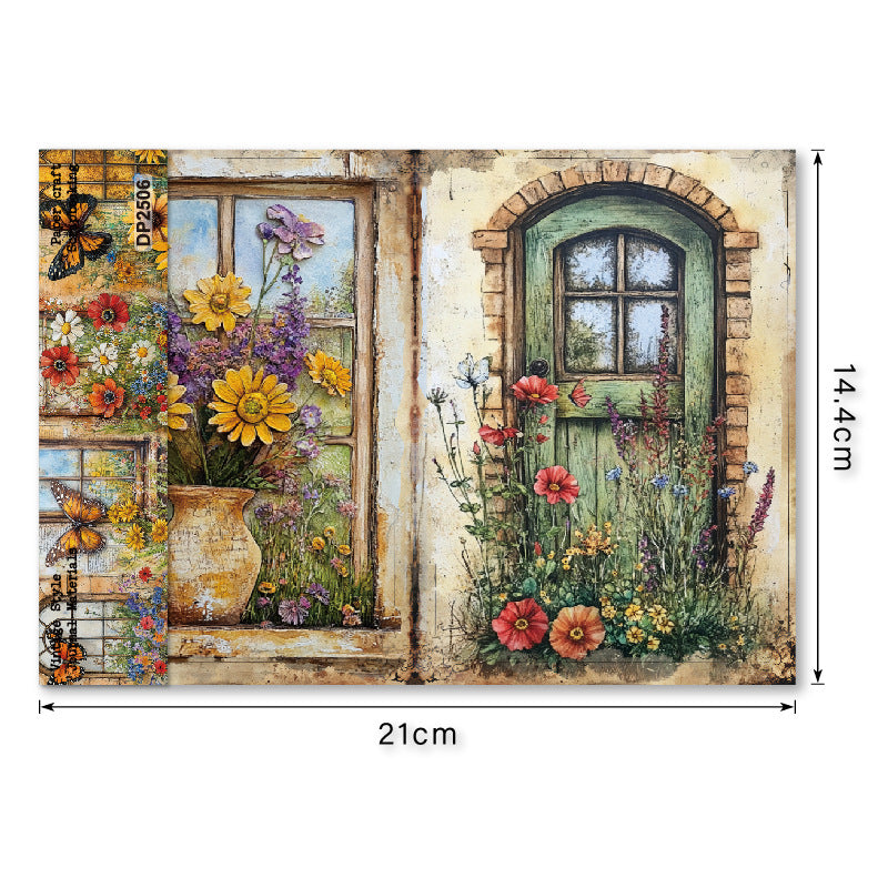 A5 Retro Flower Room Journal Scrapbook Paper