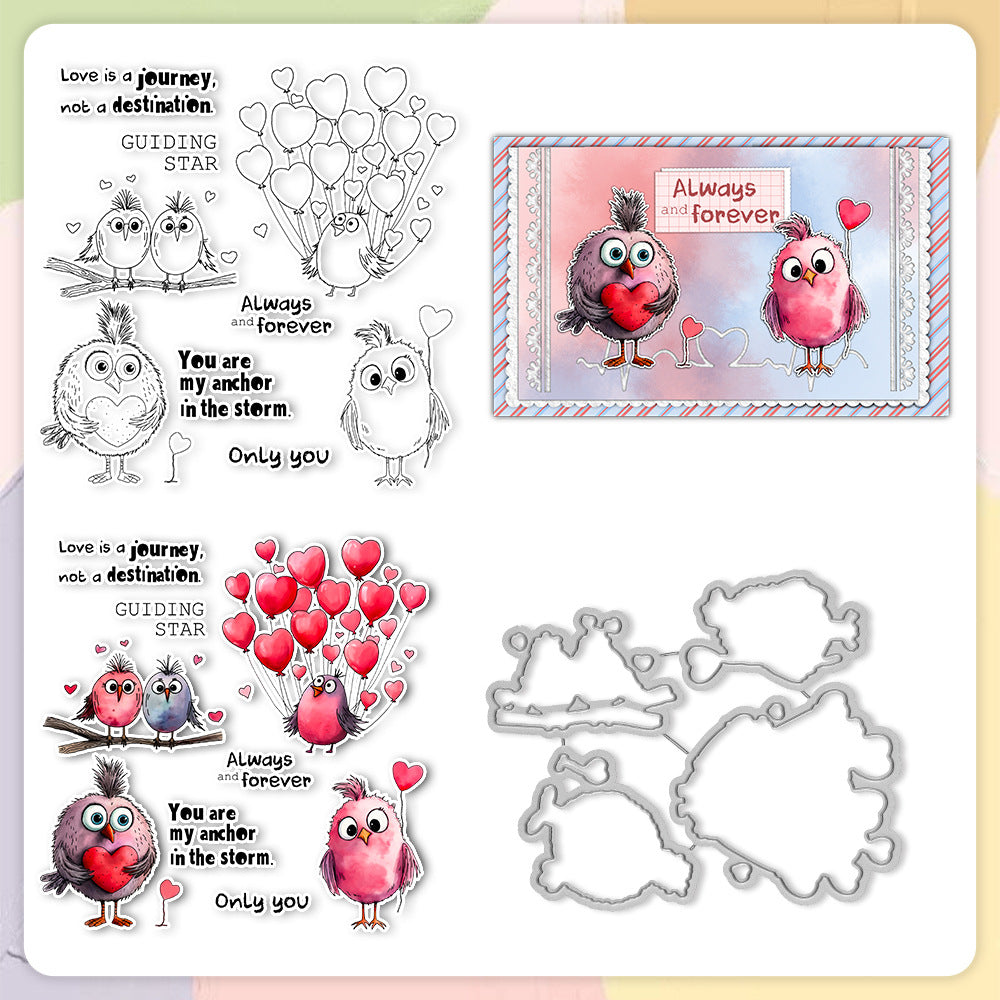 Valentine's Day Creative Birds Dies & Stamps Set