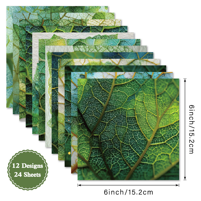 24PCS 6" Leaves Scrapbook Paper & Cardstock