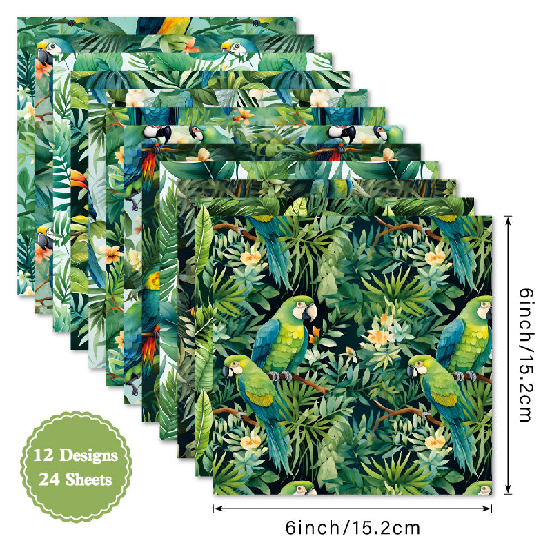 24PCS 6" Jungle Scrapbook Paper & Cardstock