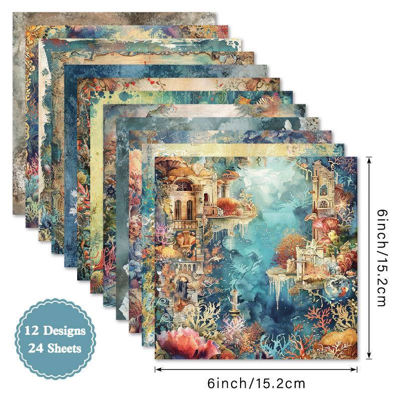 24PCS 6" Marina Scrapbook Paper & Cardstock