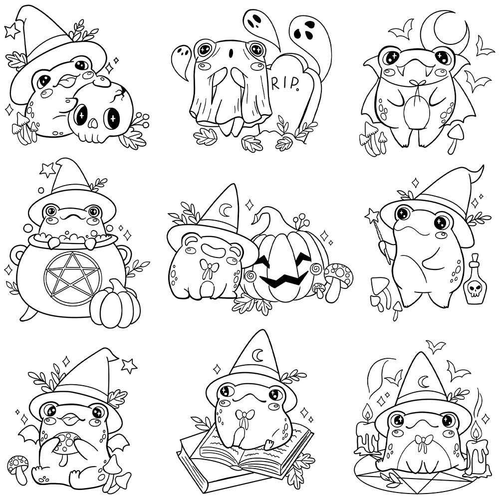 Cute Witch Frog Dies & Stamps Set