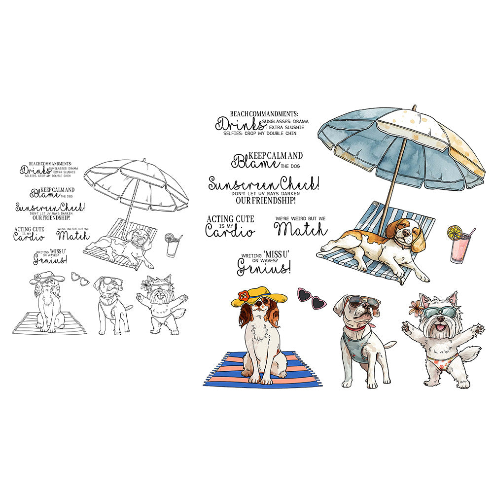 Puppy Beach Vacation Clear Stamps