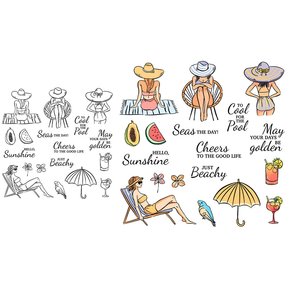 Girls' Beach Vacation Dies & Stamps Set