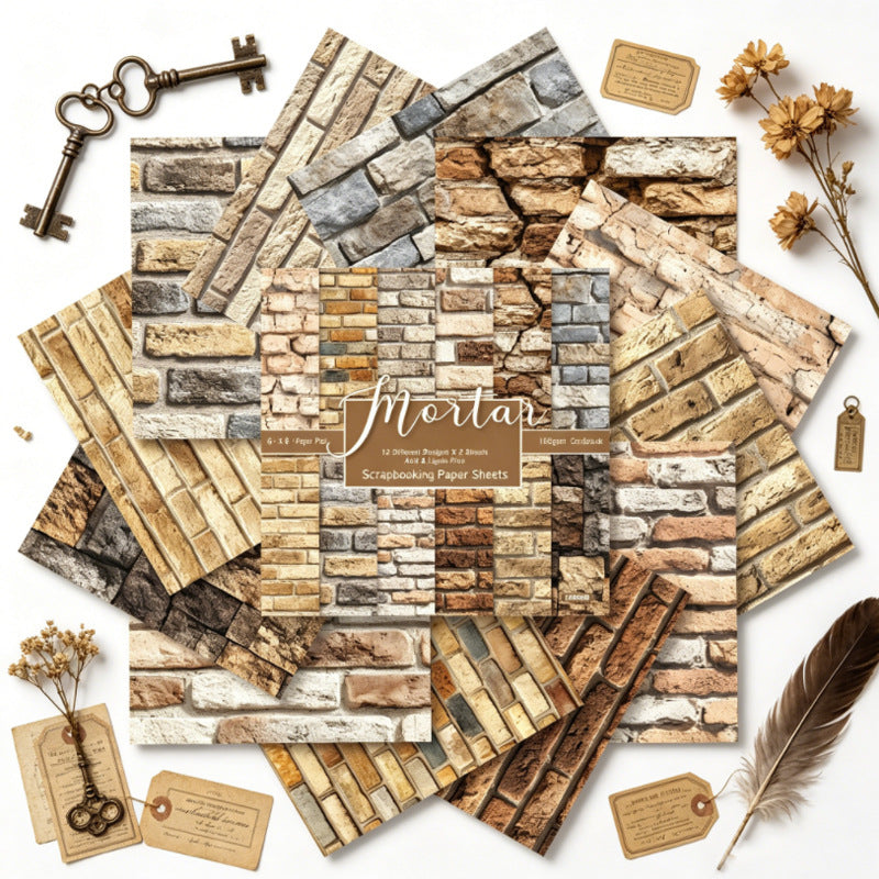 24PCS 6" Stone Wall Scrapbook Paper & Cardstock