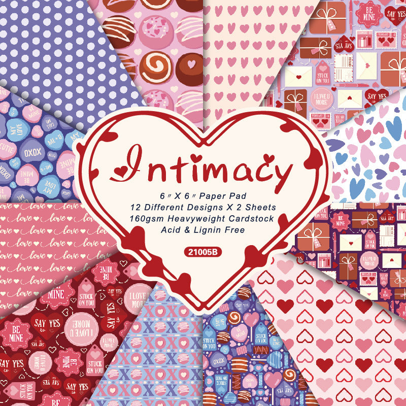 24PCS 6" Valentine's Day Scrapbook Paper & Cardstock