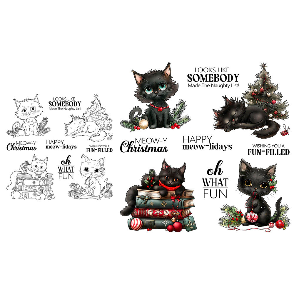 Christmas Black Cat Clear Stamps