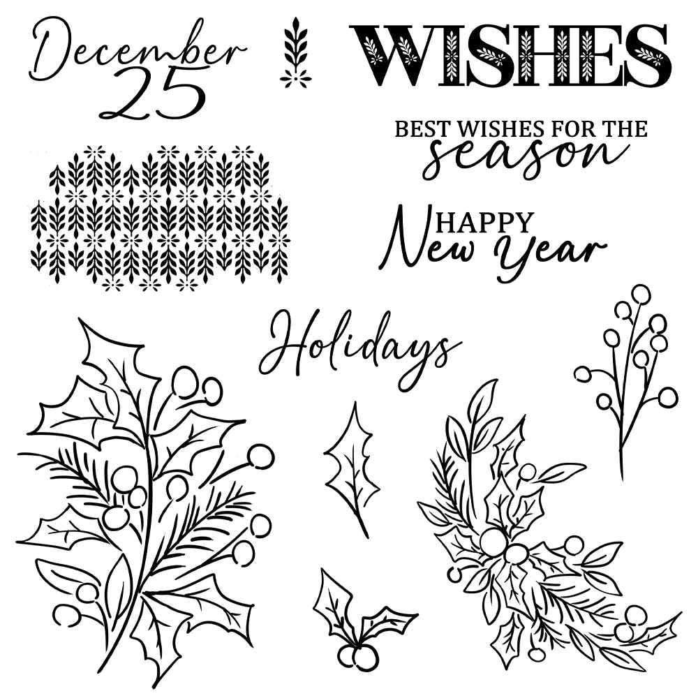 Merry Christmas Leaves Dies & Stamps Set