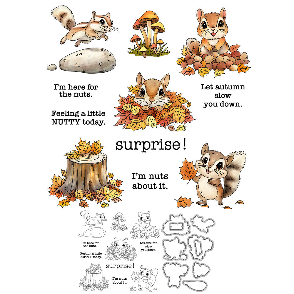 Squirrel Maple Leaf Dies & Stamps Set