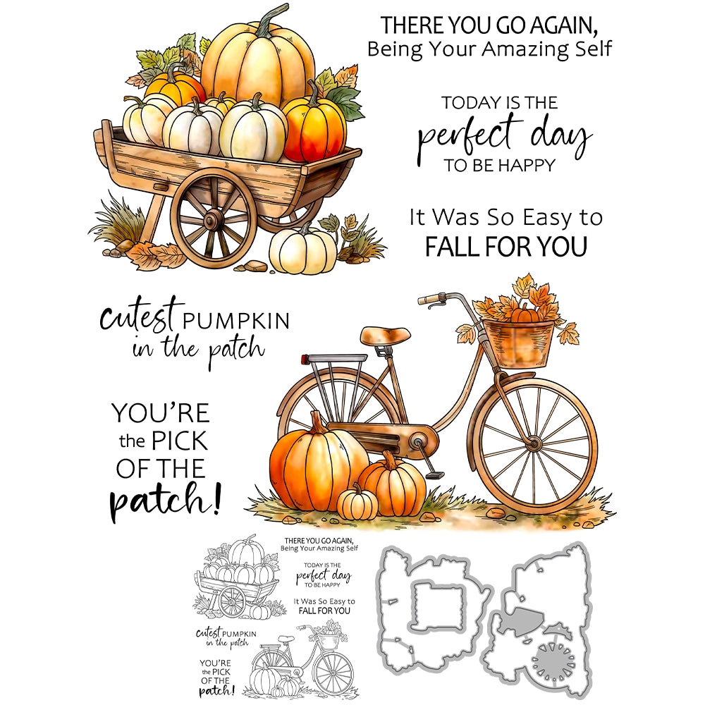 Fall Harvest Pumpkin Bike Dies & Stamps Set