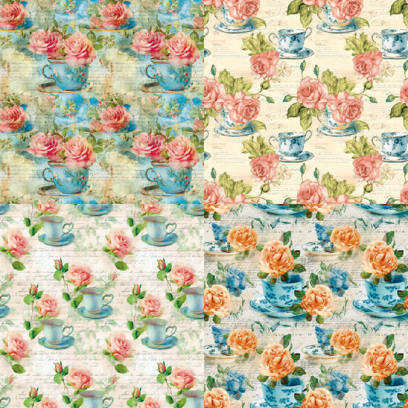 24PCS 6" Cup Of Flower Scrapbook Paper & Cardstock