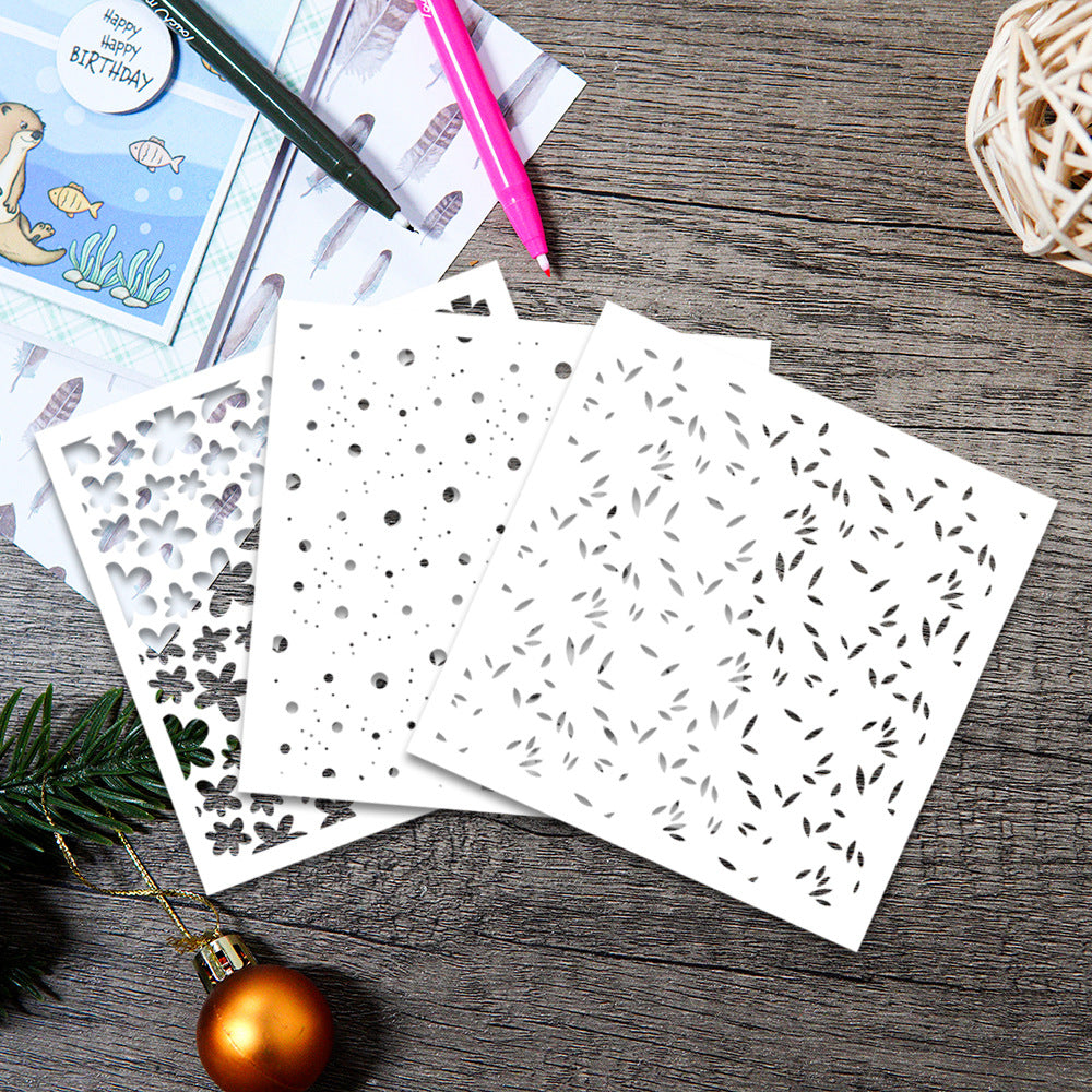 3 PCS Flower Pattern DIY Painting Hollow Stencil