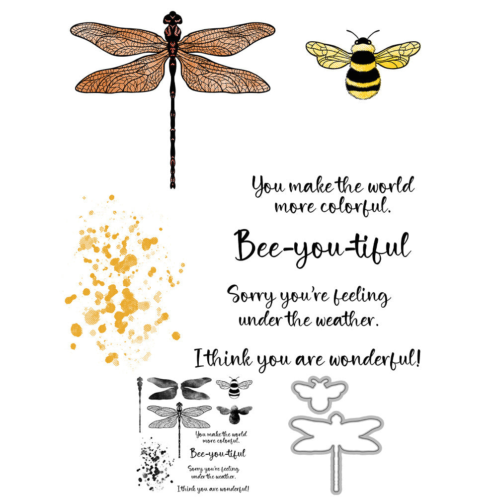 Dragonfly Bee Dies & Stamps Set