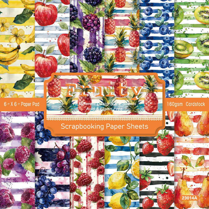 24PCS 6" Fruity Scrapbook Paper & Cardstock