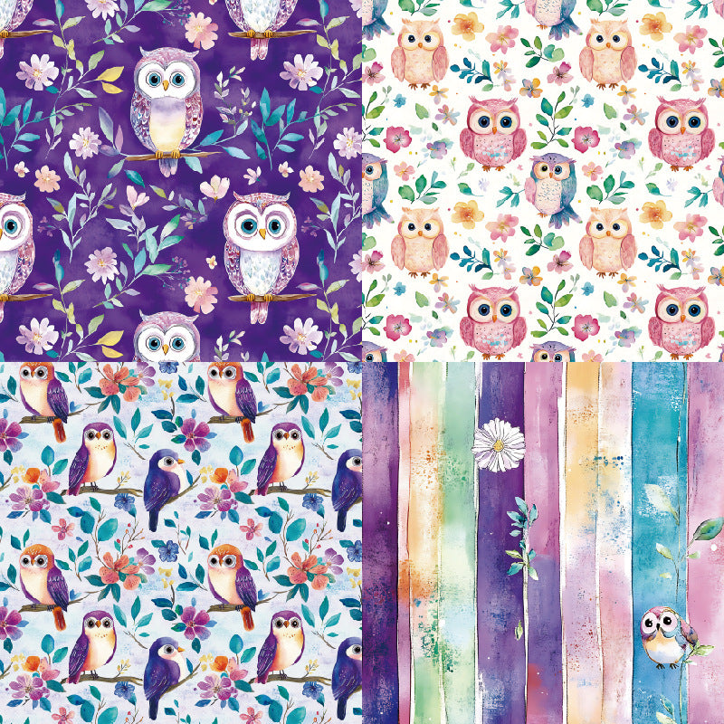 24PCS 6" Owls Scrapbook Paper & Cardstock