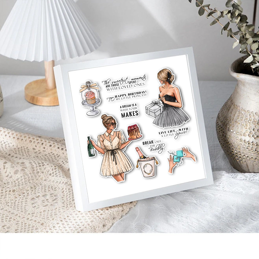 Girl's Birthday Scene Clear Stamps
