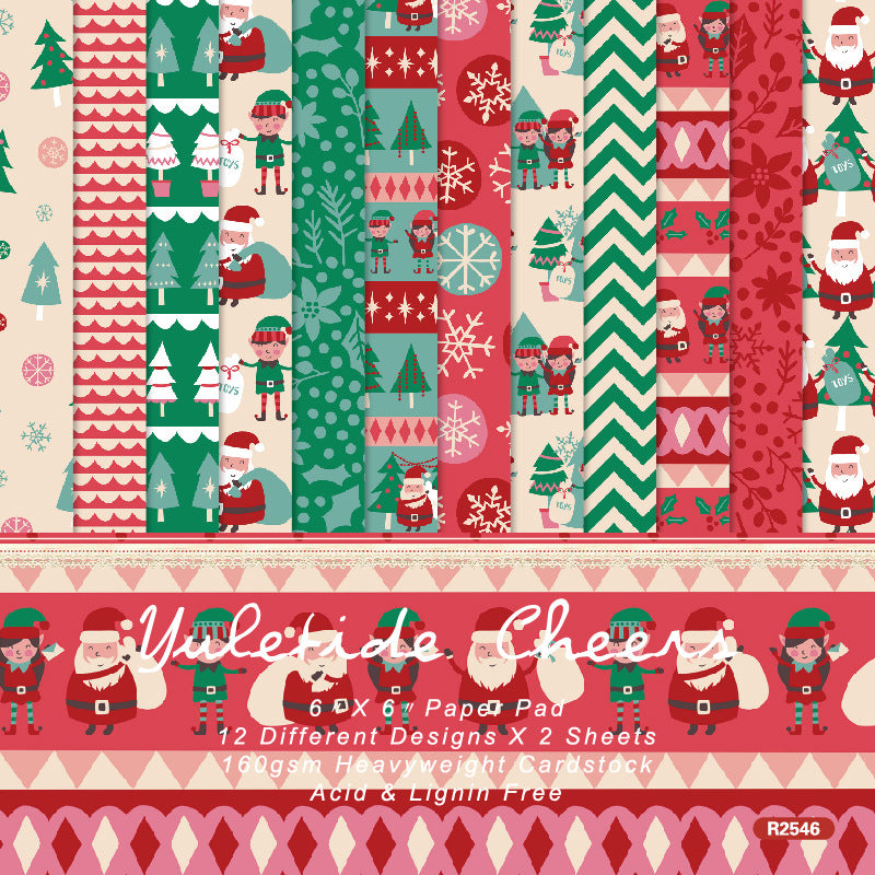 24PCS 6" Yuletide Cheers Scrapbook Paper & Cardstock