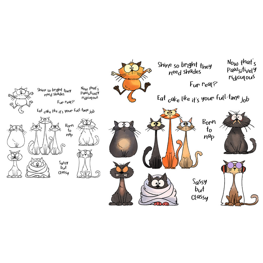 Funny Cats Dies & Stamps Set