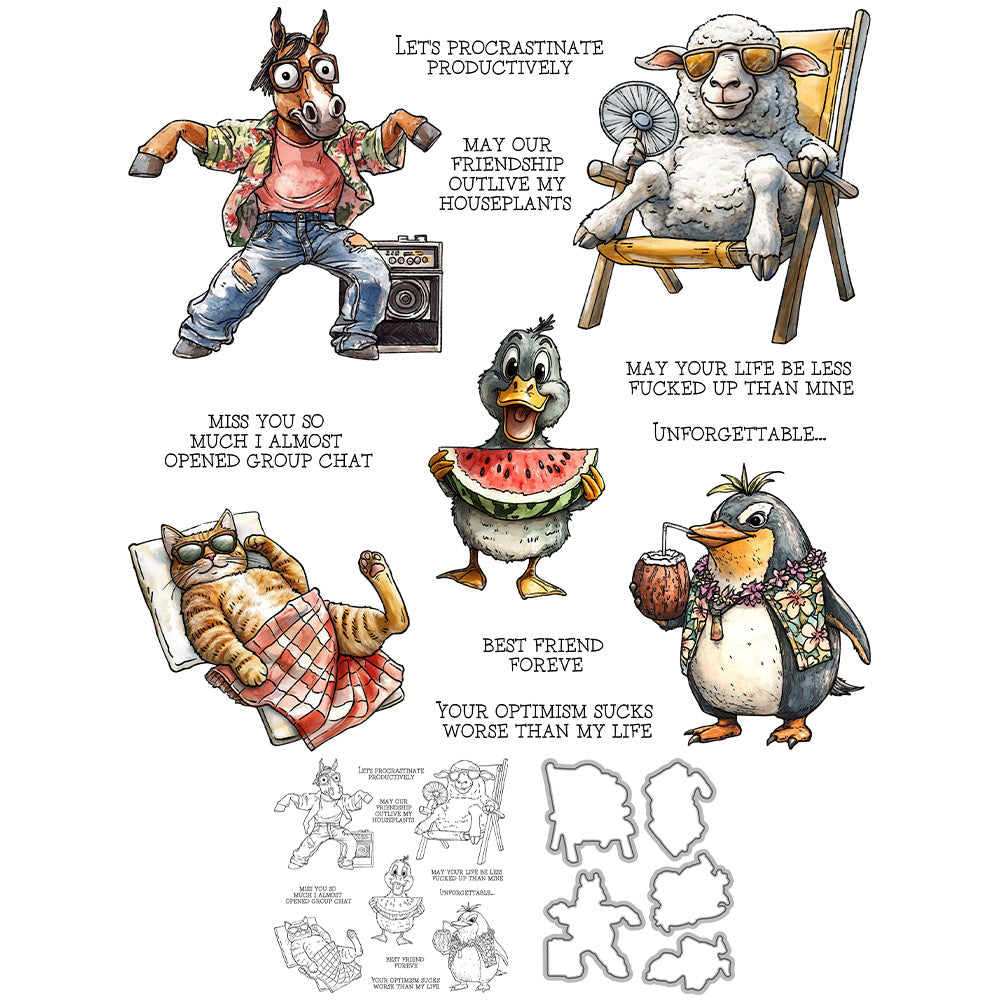 Animals' Summer Vacation Dies & Stamps Set