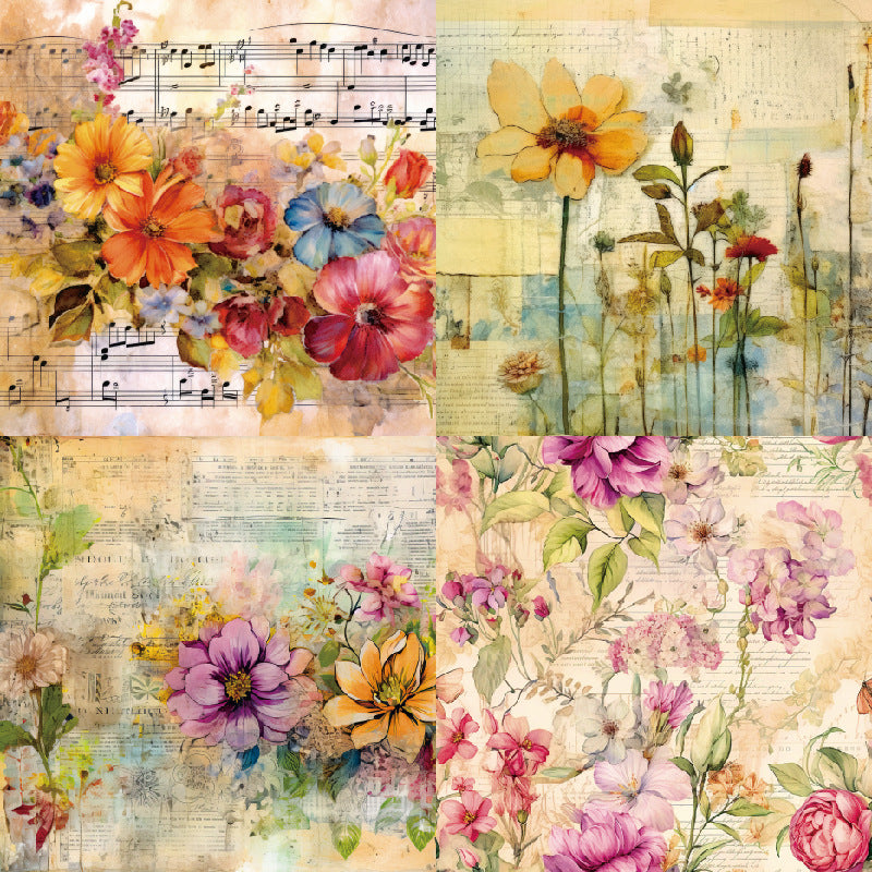 24PCS 6" Clusters Of Flowers Scrapbook Paper & Cardstock