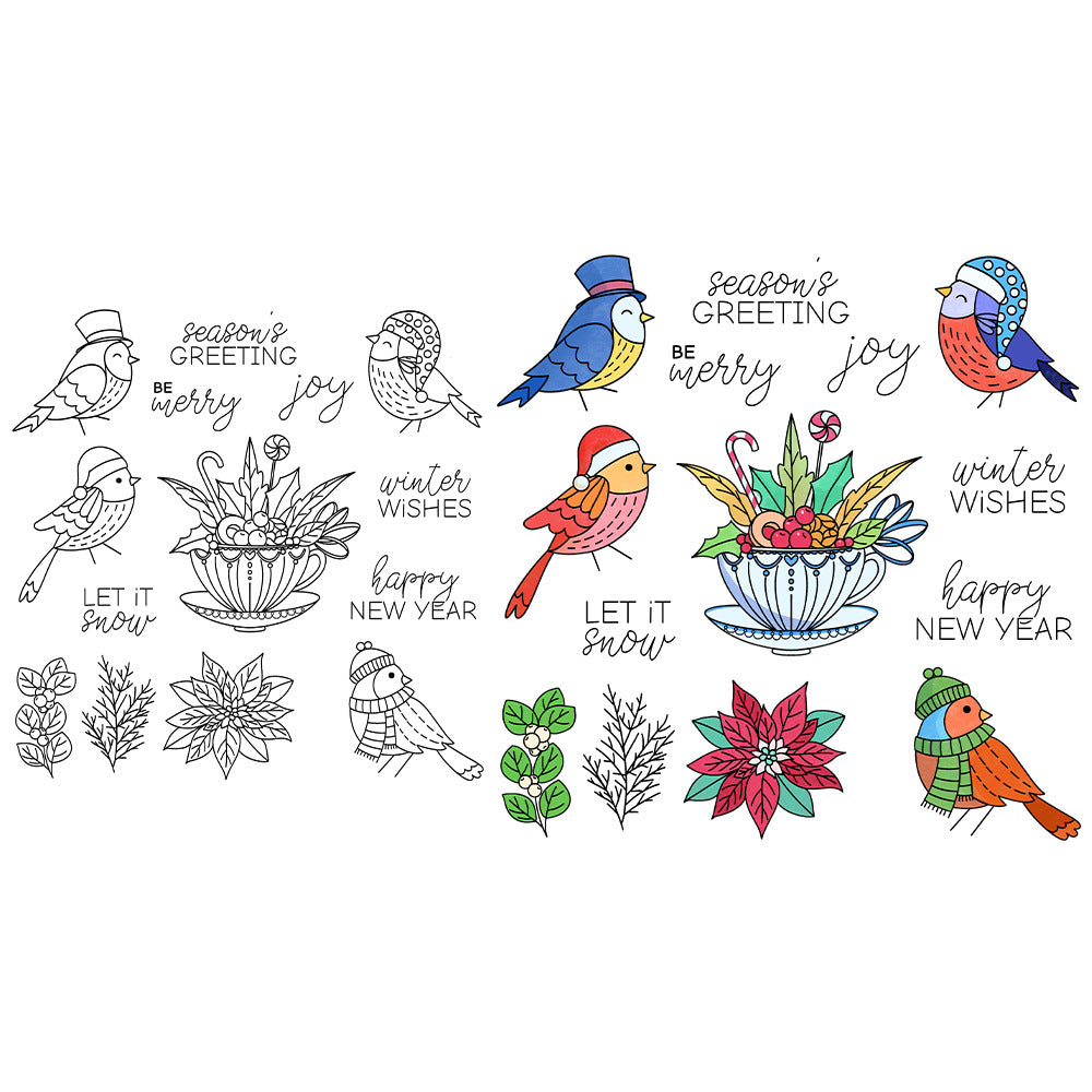 Cute Hat Birds Dies & Stamps Set