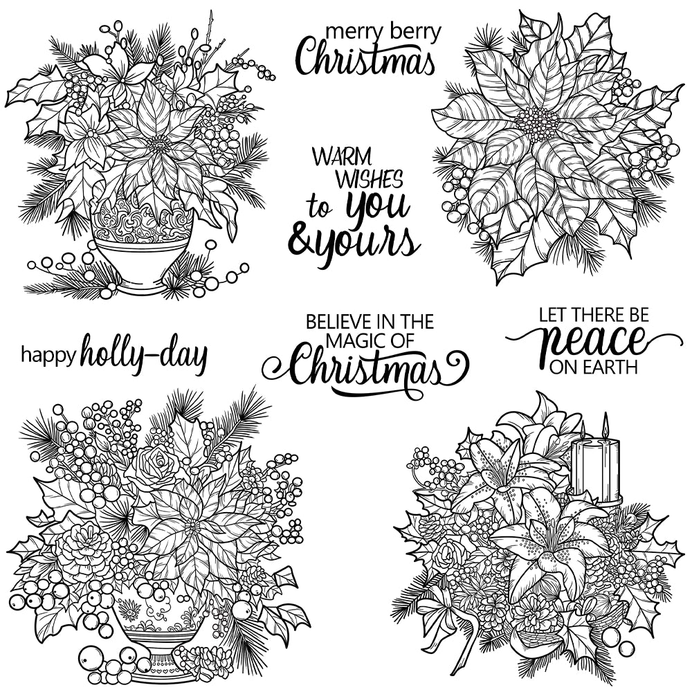 Christmas Flowers Clear Stamps