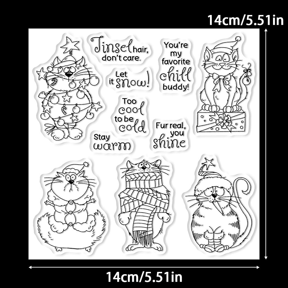 Christmas Funny Cats Dies & Stamps Set