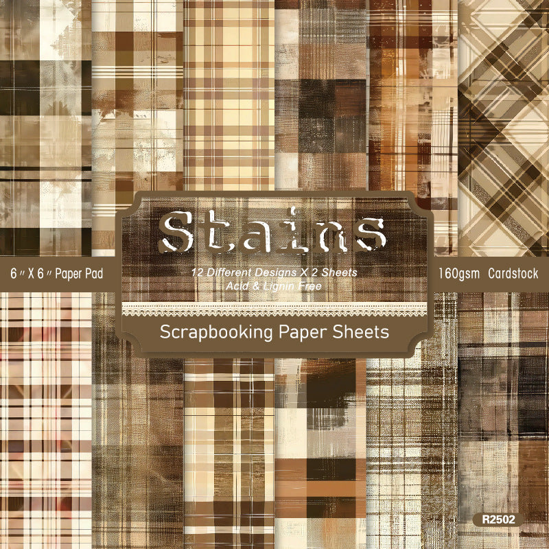 24PCS 6" Stains Scrapbook Paper & Cardstock