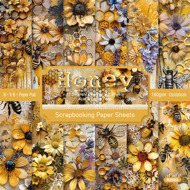 24PCS 6" Honey Scrapbook Paper & Cardstock