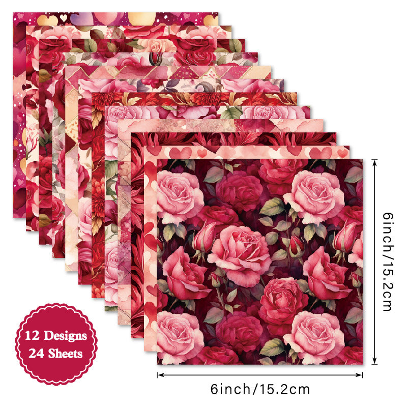 24PCS 6" Romantic Scrapbook Paper & Cardstock