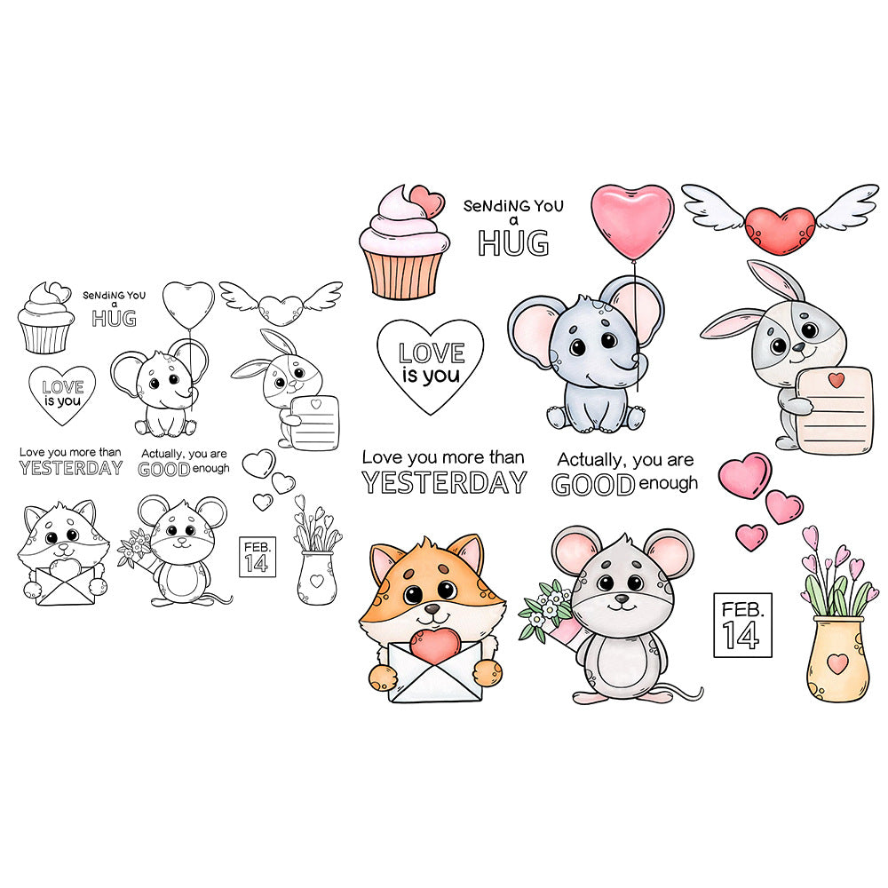 Valentine's Day Animals Dies & Stamps Set