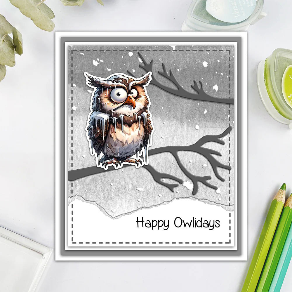 Frozen Owl In Winter Dies & Stamps Set