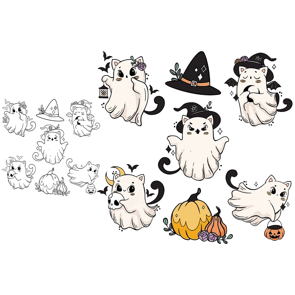 Cute Witch Ghost Dies & Stamps Set