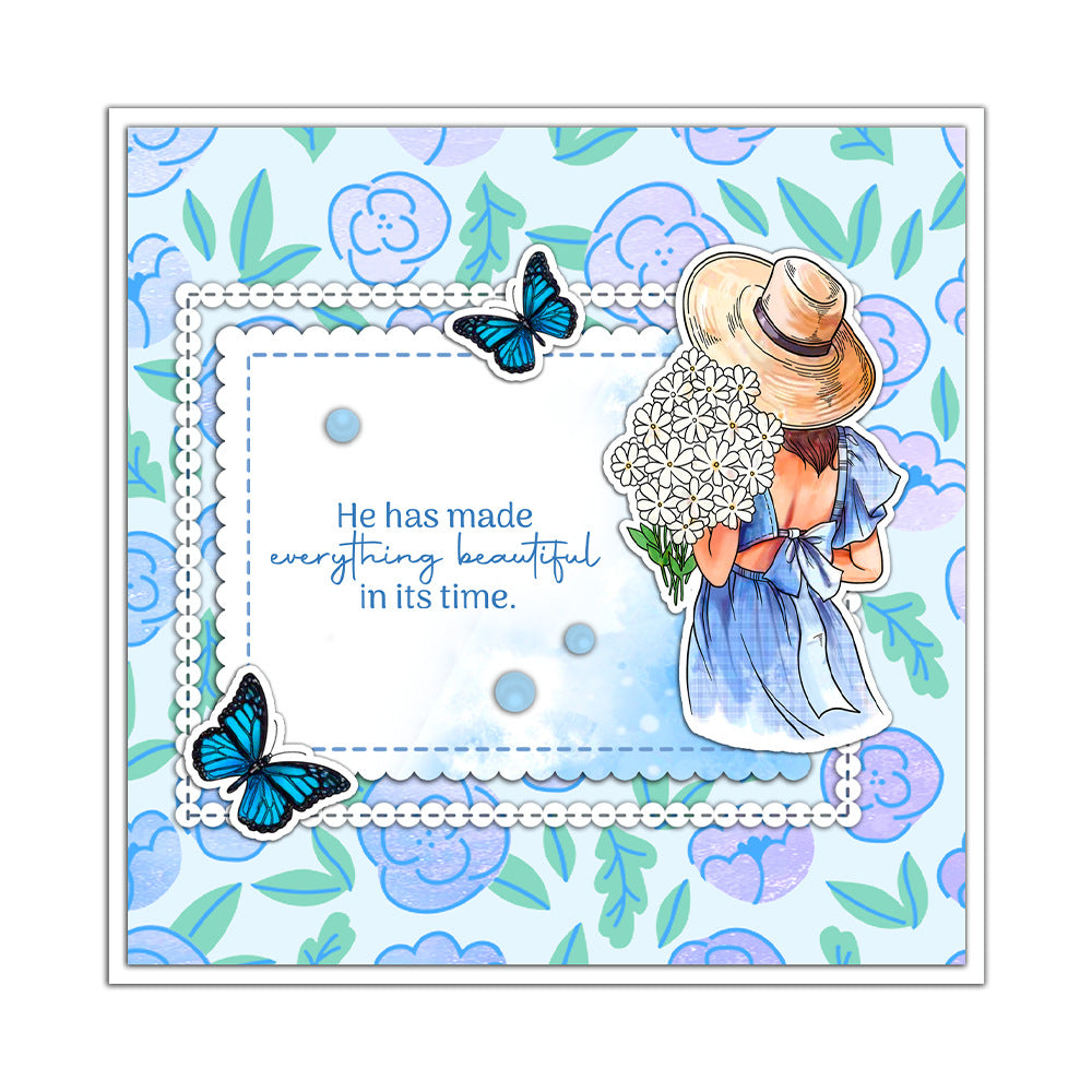 Romantic Flowers Butterflies Dies & Stamps Set
