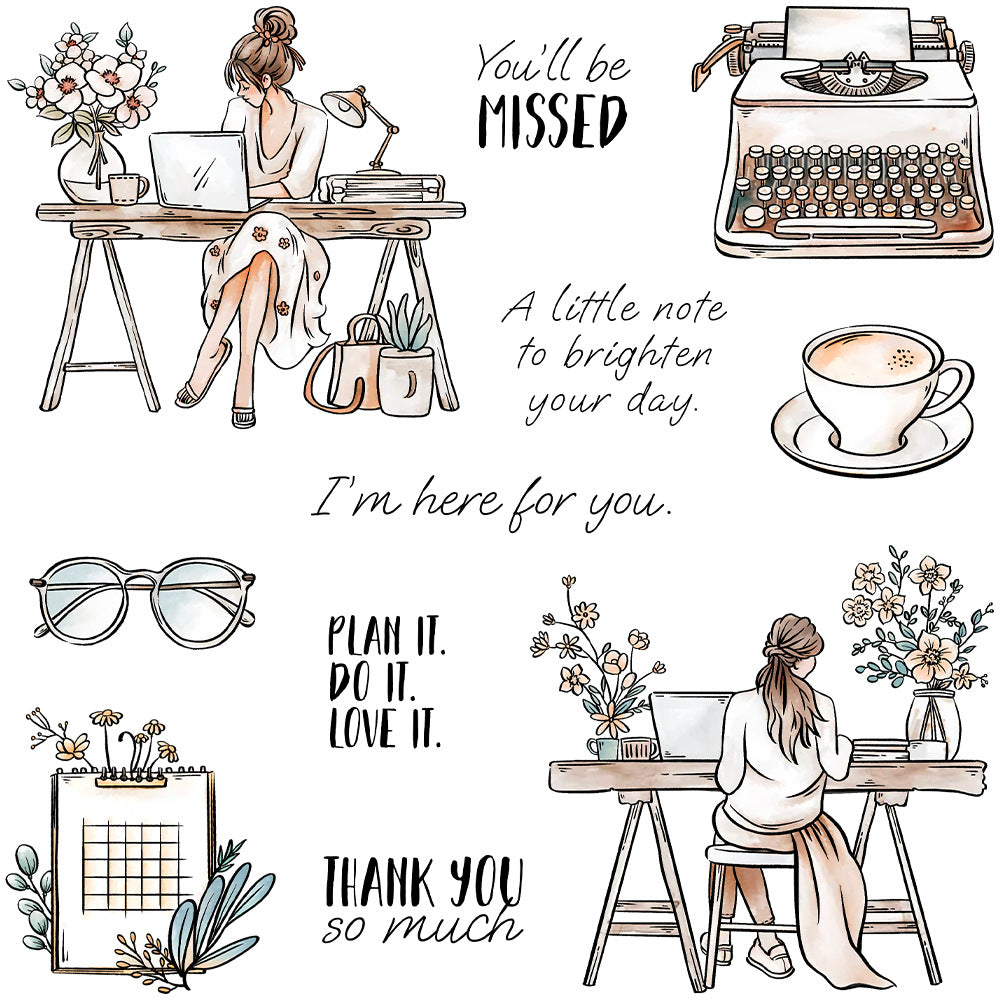 Office Girl Clear Stamps