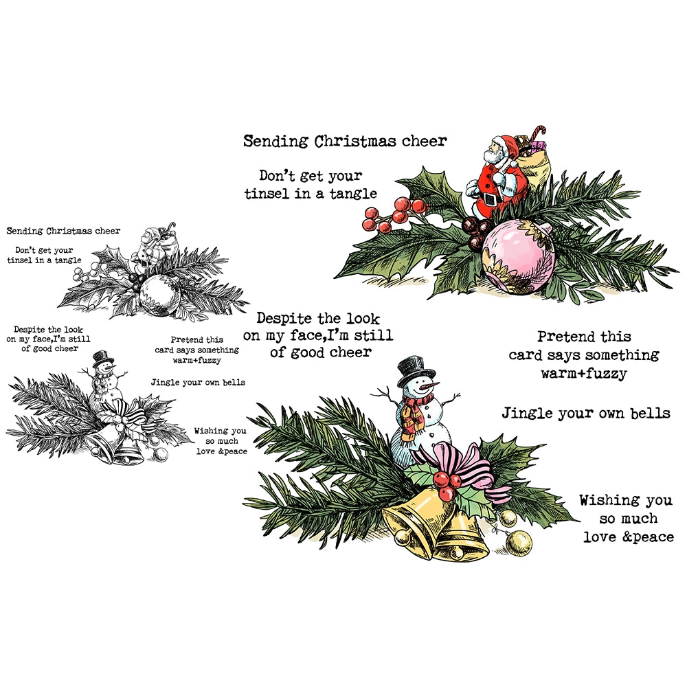 Santa Claus Snowman Pine Leaves Dies & Stamps Set